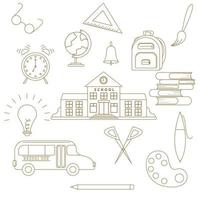 Set of vector icons on the school theme