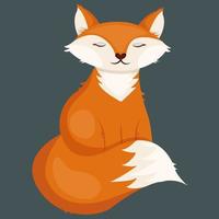 Illustration of sitting orange fox. Vector animal for postcards and children's books