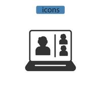 iconos de seminarios web en vivo simbolizan elementos vectoriales para web de infografía vector