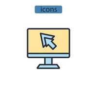 Los iconos del sistema informático simbolizan los elementos vectoriales para la web infográfica. vector
