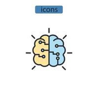 iconos de aprendizaje automático simbolizan elementos vectoriales para la web infográfica vector