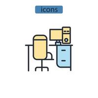 iconos de oficina en casa símbolo elementos vectoriales para web infográfico vector