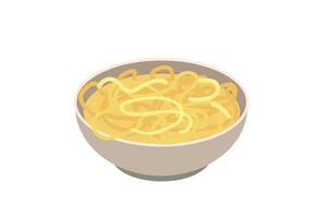 Eastern noodles isolated on white background. Festive table element. Vector cartoon illustration.