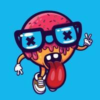 crazy colorful doughnut wearing sunglasses illustration vector