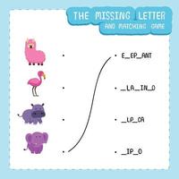 The missing letter and matching game vector