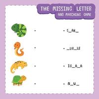 The missing letter and matching game vector