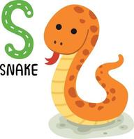 ilustración animal aislado alfabeto letra s-serpiente vector