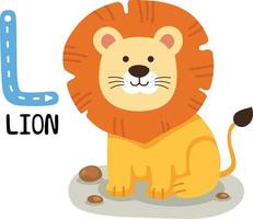 Illustration Isolated Animal Alphabet Letter L-Lion vector