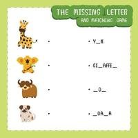 The missing letter and matching game vector