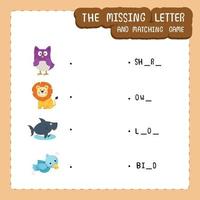 The missing letter and matching game vector