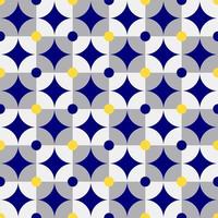 Vector Retro Circles and Square Pattern, Blue and Gray with Neon Yellow Spots.