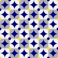 Vector Retro Circles and Square Pattern, Blue and Gray with Neon Yellow Spots.