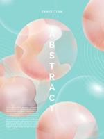Vector Minimalist Abstract Marble, Ball, Sphere or Planet Poster, Book Cover or Advertisement Background. Pink and Aqua.