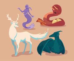 set of magical creatures vector