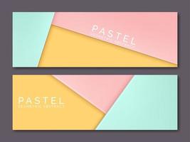 Vector Paper Overlapping Effect Geometric Abstract Web Banner, Headline or Voucher Background in Pastel Colors.