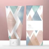 Vector Hand Cream or Facial Cleanser Beauty , Health or Medical Tube Packaging with Pastel Diamond Print Pattern.