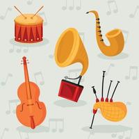 set of music instruments vector