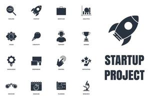 Set of Startup project icon logo vector illustration. development pack symbol template for graphic and web design collection