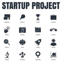 Set of Startup project icon logo vector illustration. development pack symbol template for graphic and web design collection