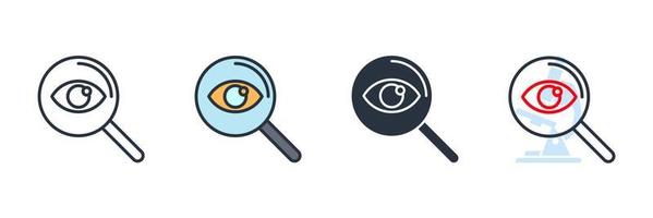 explore search icon logo vector illustration. vision on magnifying glass  symbol template for graphic and web design collection
