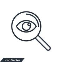 explore search icon logo vector illustration. vision on magnifying glass  symbol template for graphic and web design collection