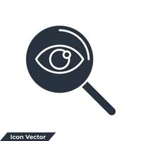 explore search icon logo vector illustration. vision on magnifying glass  symbol template for graphic and web design collection