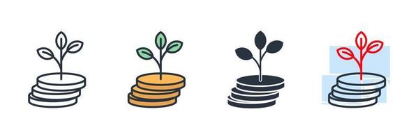 ilustración de vector de logotipo de icono de financiación. ingresos pasivos y plantilla de símbolo de dinero en crecimiento para la colección de diseño gráfico y web