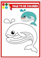 coloring book for kids. whale vector