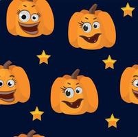 Seamless helloween pattern with pumpkins and stars vector