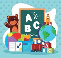 kindergarten learn and toys vector