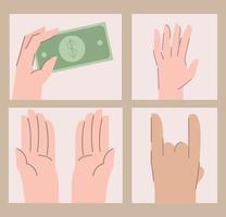 icons collection hands vector