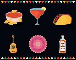 set of cinco de mayo vector