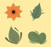 spring flower leaves vector