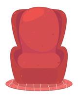 sillón rojo y alfombra vector