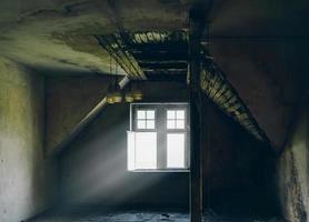 abandoned house with sunlight photo