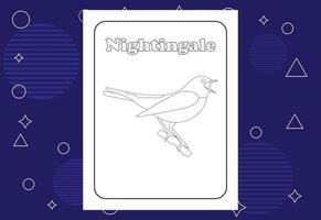 Bird coloring page or books for kids. Vector illustration