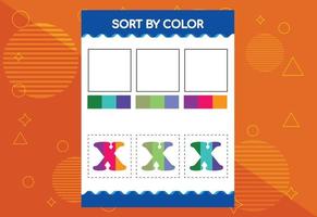 alfabeto x ordena por color para niños. bueno para proyectos escolares y de jardín de infantes vector