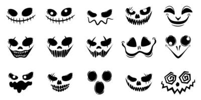 horror y caras de miedo halloween vector set silueta