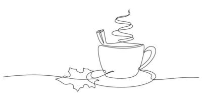 continuous of autumn hot drink and maple leaf vector illustration