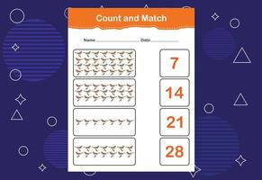 Count and match with the correct number. Count how many birds and choose the correct number vector