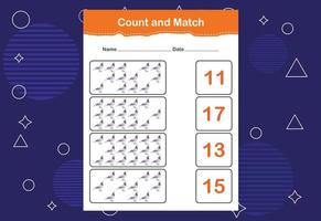 Count and match with the correct number. Count how many birds and choose the correct number vector