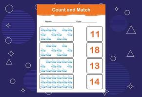 Count and match with the correct number. Count how many birds and choose the correct number vector