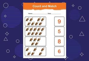 Count and match with the correct number. Count how many birds and choose the correct number vector