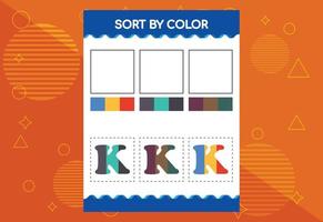 Alphabet K sorts by color for kids. Good for school and kindergarten projects vector