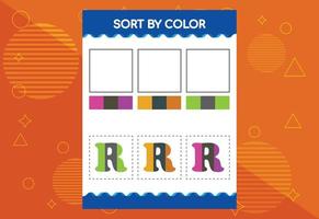 Alphabet R sorts by color for kids. Good for school and kindergarten projects vector