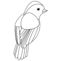 lindo pájaro de línea, desde atrás, coloreando estilo aislado en fondo blanco, vector de señal.