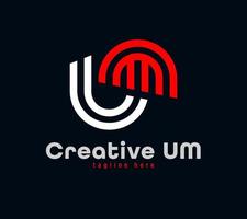 Creative U and M letter combination logo design. Linear animated corporate sports logo. Unique custom minimal design template vector illustration.