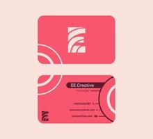 Corporate Business Card Card that starts with the letter E. Linear original colorful business card. Front and back sided pre-made card template. vector