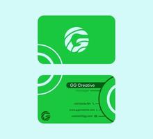 Corporate Business Card Card that starts with the letter G. Linear original colorful business card. Front and back sided pre-made card template. vector