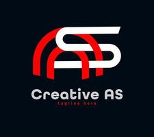 Creative A and S letter combination logo design. Linear animated corporate sports logo. Unique custom minimal design template vector illustration